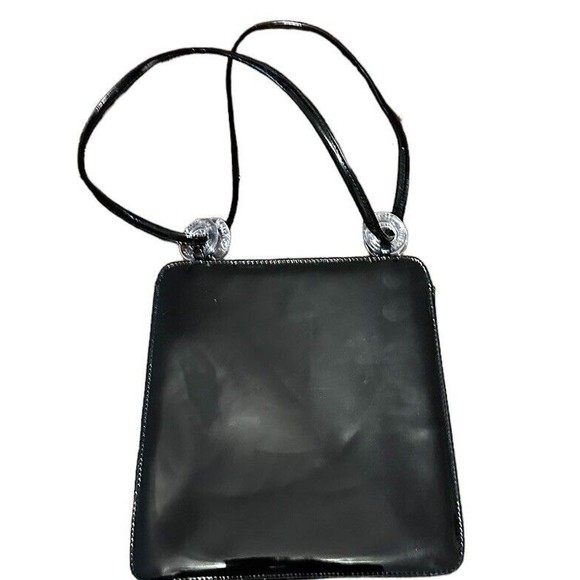 Vintage Charles Jourdan Black Patent  Leather Shoulder Cross-Body Shoulder Bag - Picture 13 of 16